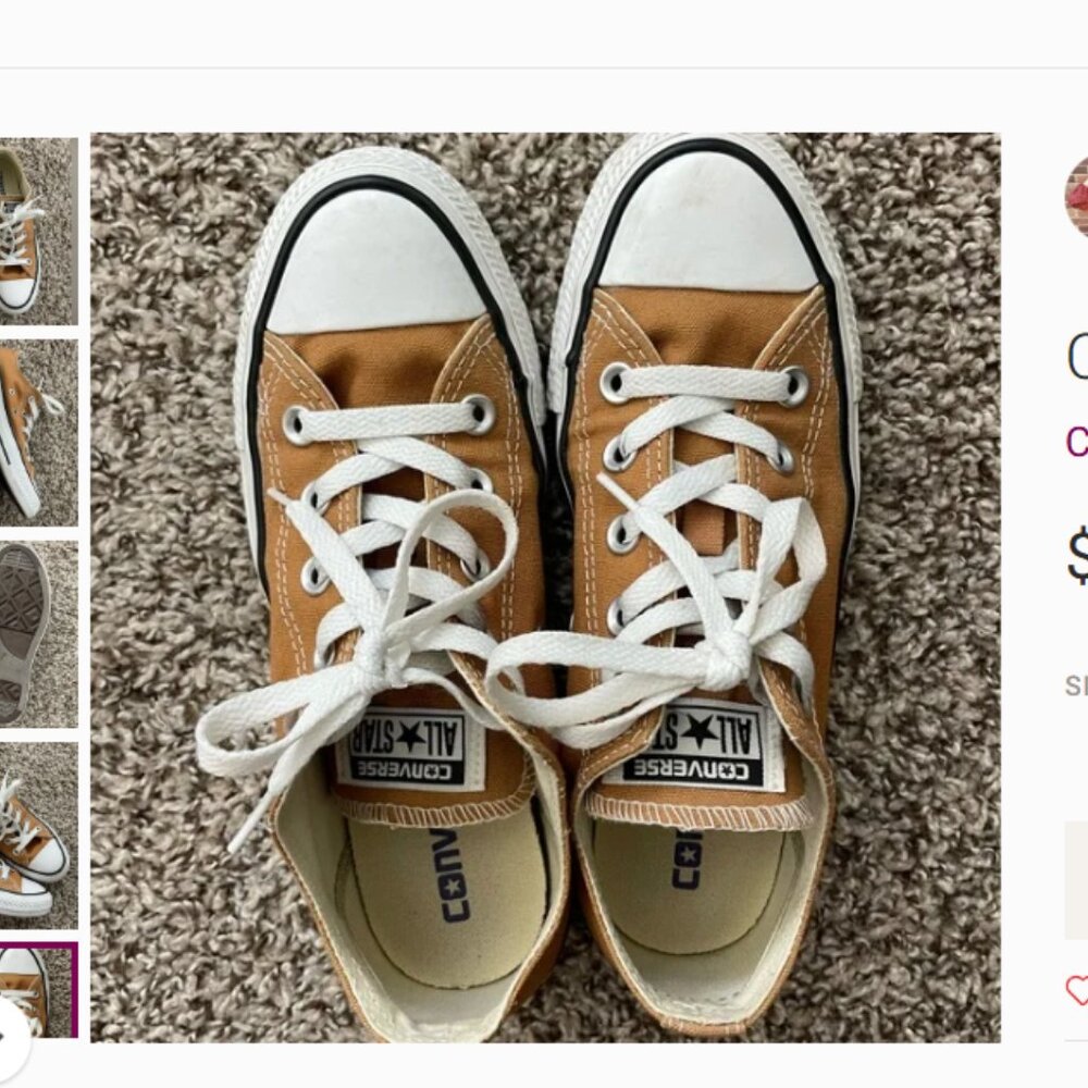 Converse Chuck Taylor All Star low-top sneakers tan light brown canvas. - Picture 5 of 5